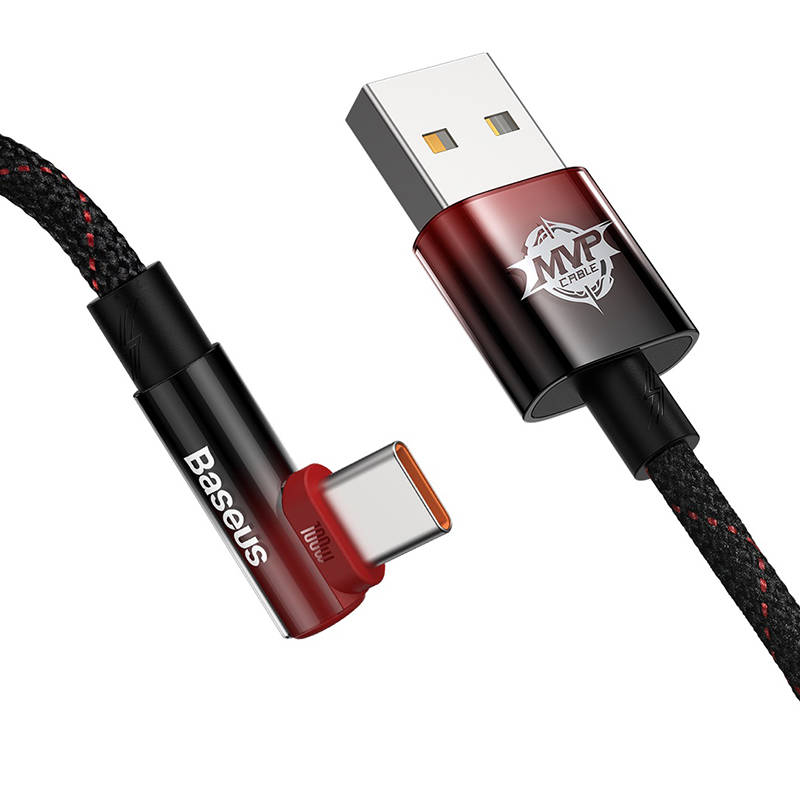 Baseus Elbow 1m 100W USB to USB-C angled cable (black-red) cena