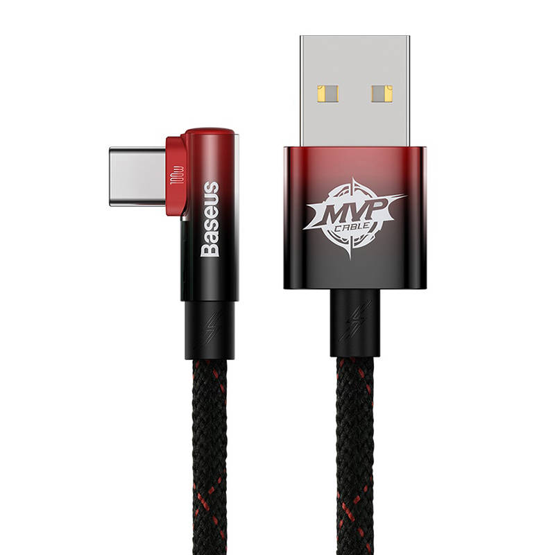 Baseus Elbow 1m 100W USB to USB-C angled cable (black-red) distributor