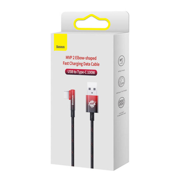 Baseus Elbow 1m 100W USB to USB-C angled cable (black-red) sk