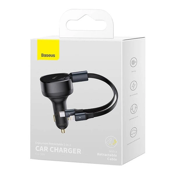 Baseus Enjoyment Car Charger with cable USB-C + Lightning 3A