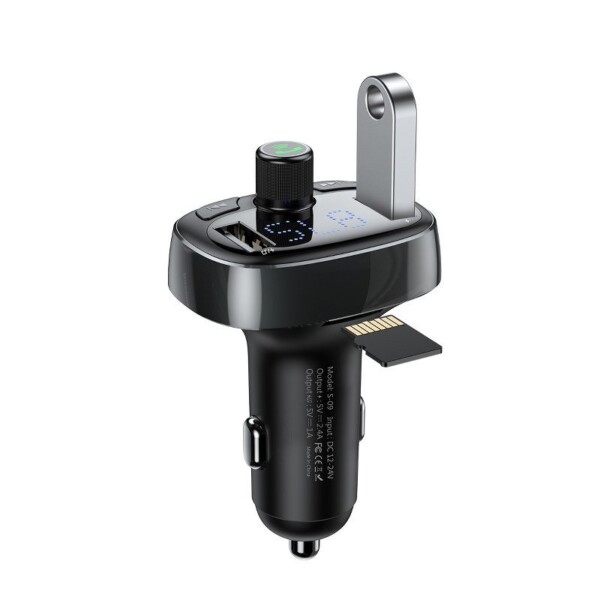FM vysílač Baseus Bluetooth 2xUSB microSD (černý)