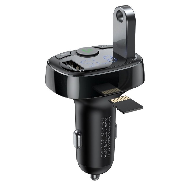 FM Transmitter Baseus T typed Bluetooth 2xUSB microSD (Black) distributor