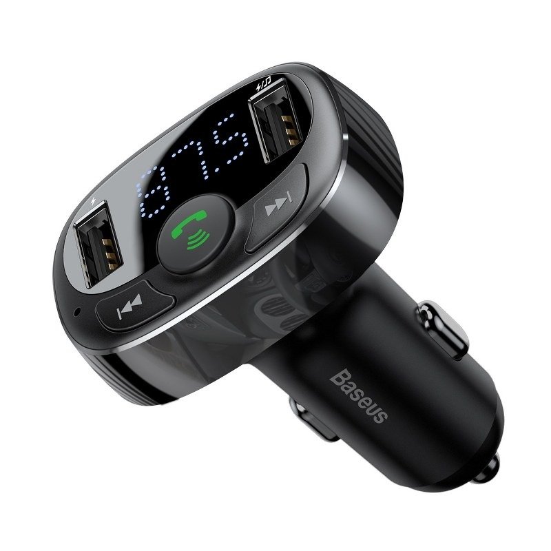 FM Transmitter Baseus T typed Bluetooth 2xUSB microSD (Black)