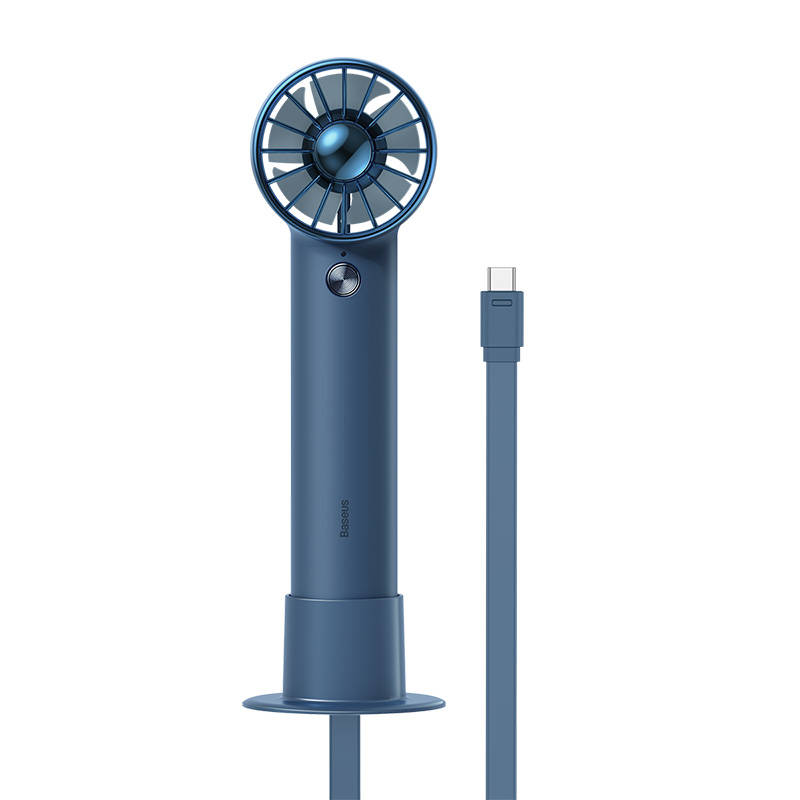 Baseus Flyer Turbine portable hand fan + USB-C cable (blue)