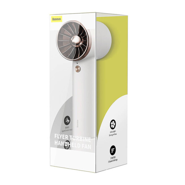 Baseus Flyer Turbine portable hand fan + USB-C cable (white) sk
