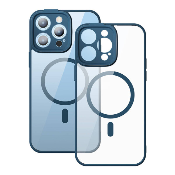 Baseus Frame Transparent Magnetic Case and Tempered Glass set for iPhone 14 Pro (blue) cena