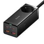 Baseus GaN3 Pro wall charger / powerstrip 2xUSB + 2xUSB-C + AC, 100W (black)