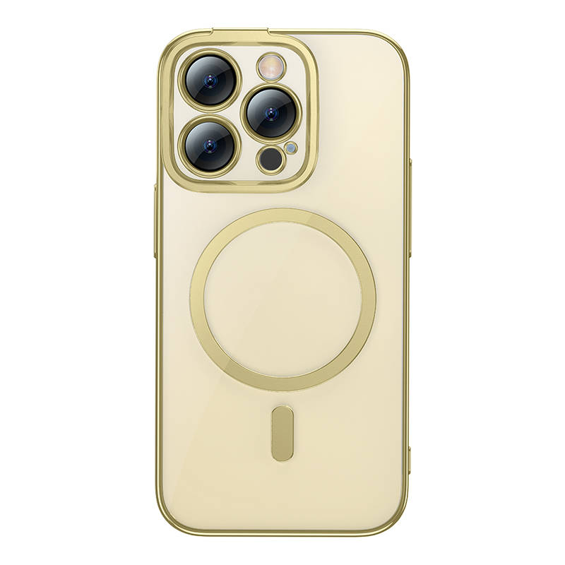 Baseus Glitter Magnetic Case for iPhone 14 Pro Max (Gold) + tempered glass + cleaning kit