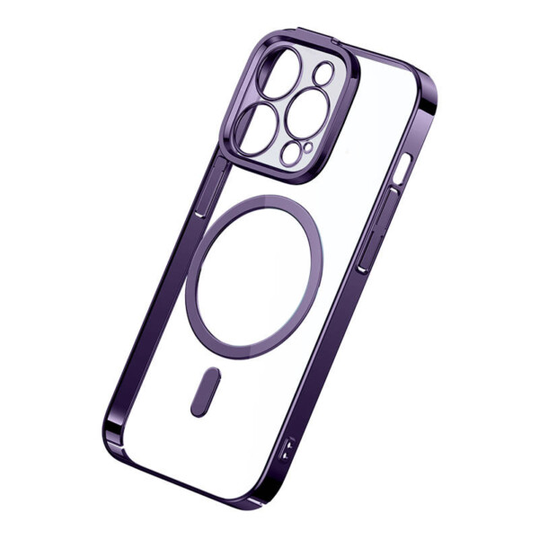 Baseus Glitter Magnetic Case for iPhone 14 Pro Max (purple) + tempered glass + cleaning kit navod
