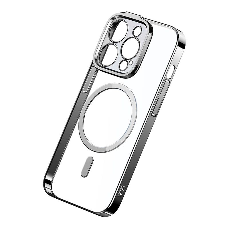 Baseus Glitter Magnetic Case for iPhone 14 Pro (Silver) + tempered glass + cleaning kit navod