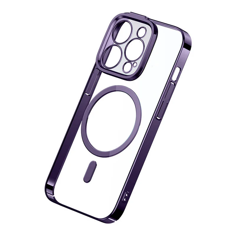 Baseus Glitter Magnetic Case for iPhone 14 Pro (purple) + tempered glass + cleaning kit navod