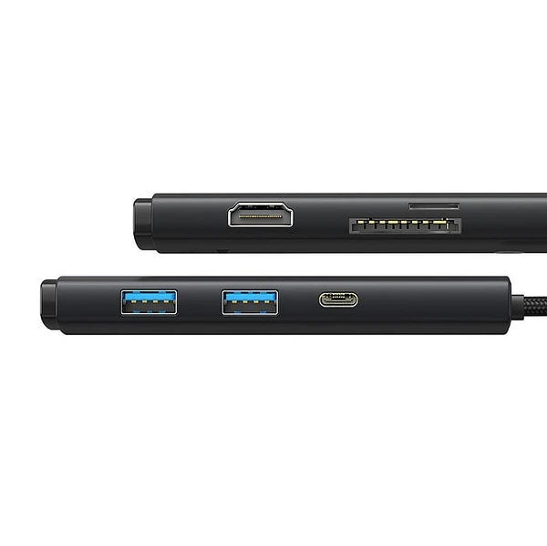 Baseus Lite Series Hub 6w1 USB-C to 2x USB 3.0 + USB-C + HDMI + SD/TF (black) distributor