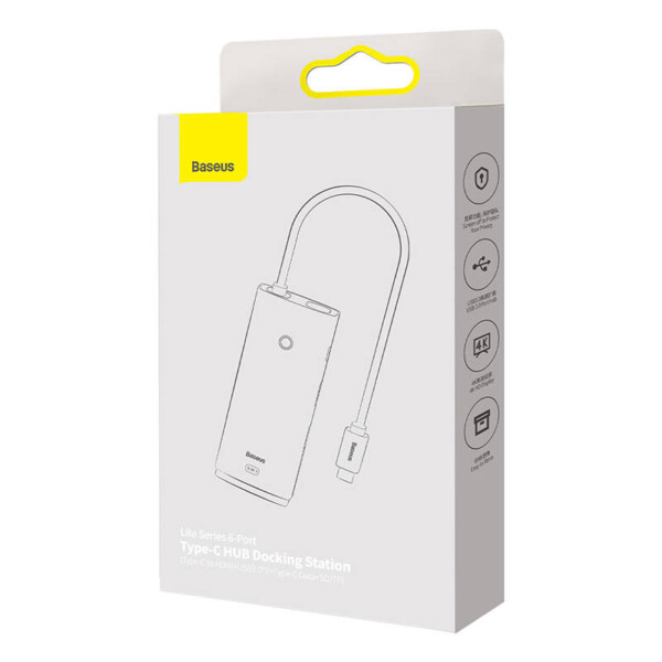 Baseus Lite Series Hub 6w1 USB-C to 2x USB 3.0 + USB-C + HDMI + SD/TF (black) sk