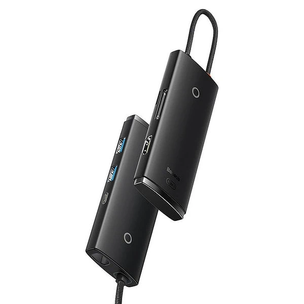 Baseus Lite Series Hub 6w1 USB-C to 2x USB 3.0 + USB-C PD + HDMI + SD/TF (black) cena
