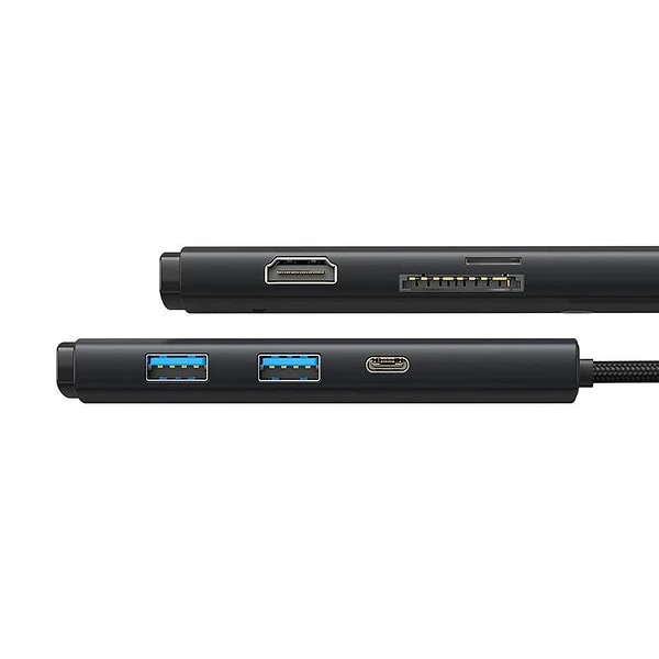 Baseus Lite Series Hub 6w1 USB-C to 2x USB 3.0 + USB-C PD + HDMI + SD/TF (black) distributor