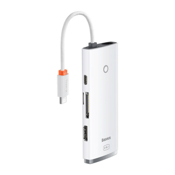 Baseus Lite Series Hub 6w1 USB-C to 2x USB 3.0 + USB-C PD + HDMI + SD/TF (white) navod