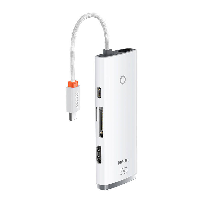 Baseus Lite Series Hub 6w1 USB-C to 2x USB 3.0 + USB-C PD + HDMI + SD/TF (white) navod