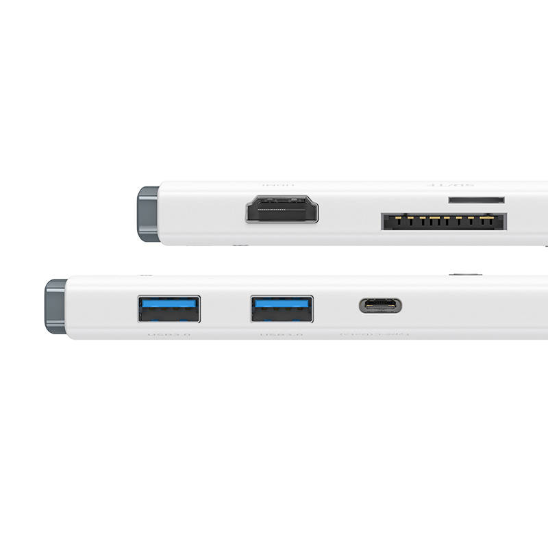 Baseus Lite Series Hub 6w1 USB-C to 2x USB 3.0 + USB-C PD + HDMI + SD/TF (white) distributor