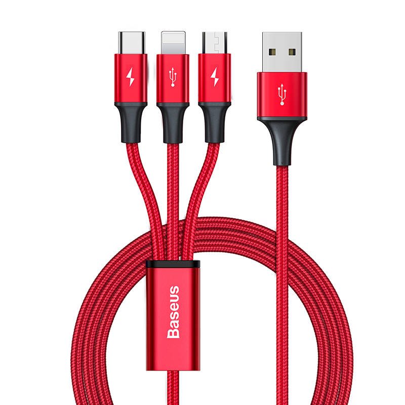 Baseus Rapid Series 3-in-1 cable USB-C For M+L+T 1.2m ( Red )