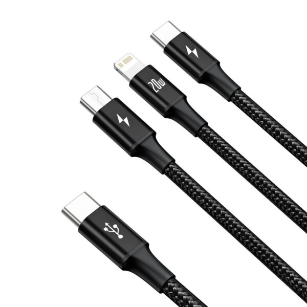 Baseus Rapid Series 3-in-1 cable USB-C For M+L+T 20W 1.5m Black cena