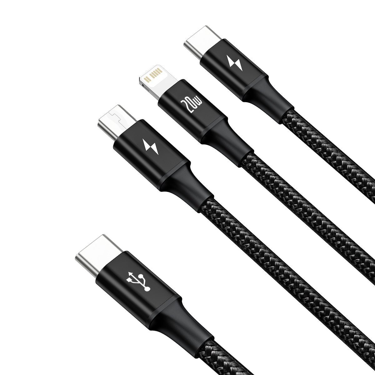 Baseus Rapid Series 3-in-1 cable USB-C For M+L+T 20W 1.5m Black cena