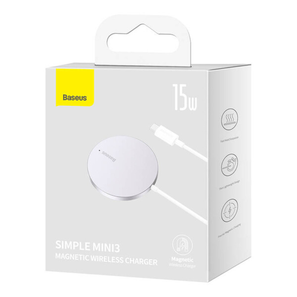 Baseus Simple Mini3 Magnetic Wireless Charger 15W (Silver) sk