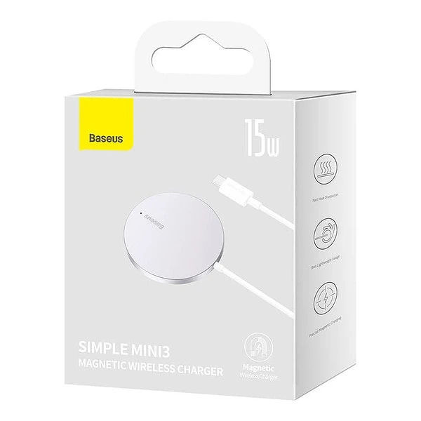 Baseus Simple Mini3 Magnetic Wireless Charger 15W (Silver) sk