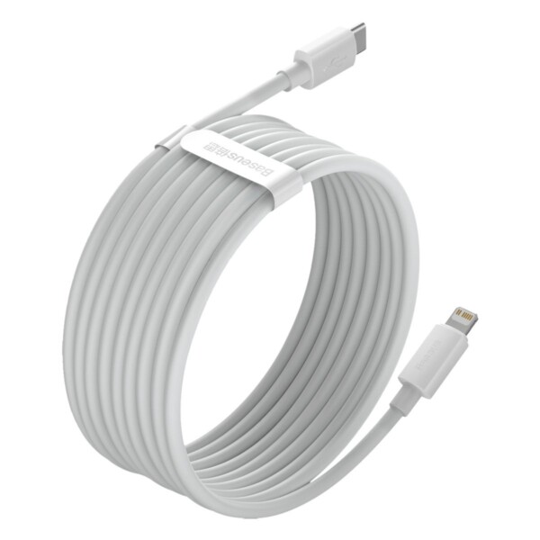 Baseus Simple Wisdom Data Cable Kit USB-C to Lightning PD 20W (2PCS/Set) 1.5m White sk