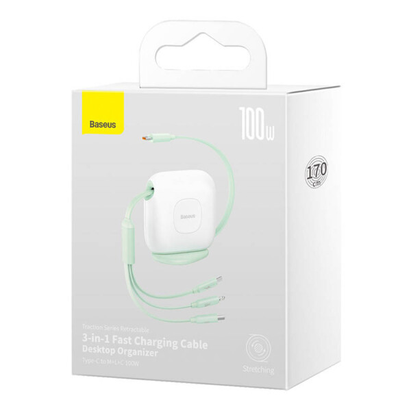 Baseus Traction 3-in-1 USB-C cable USB-C / Lightning / Micro 100W 1.7m (green) sk