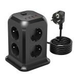 Blitzwolf BW-PC3 Power charger with 8 AC outlets, 2x USB, 2x USB-C (black)