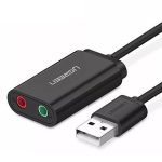 External USB audio card UGREEN 15cm (black)