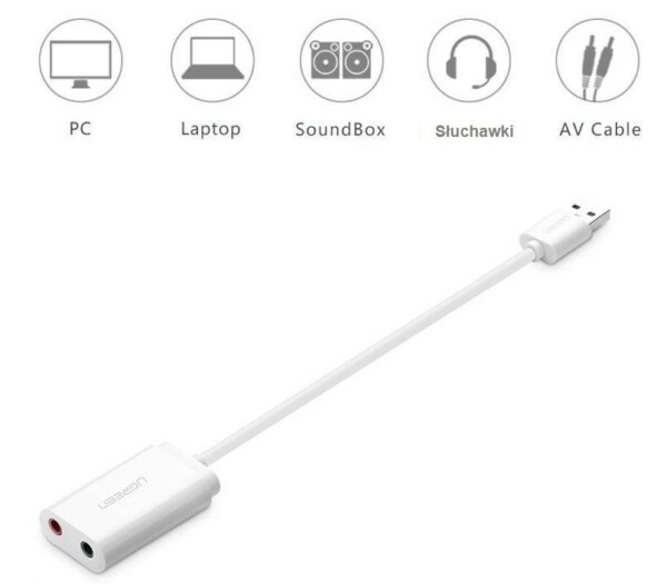 Externí USB audio karta UGREEN 15cm (bílá) cena