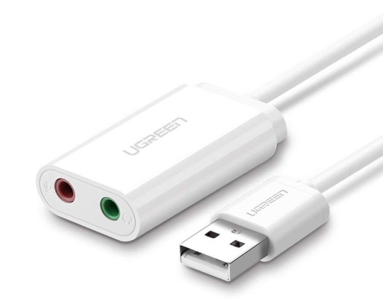 Externí USB audio karta UGREEN 15cm (bílá)