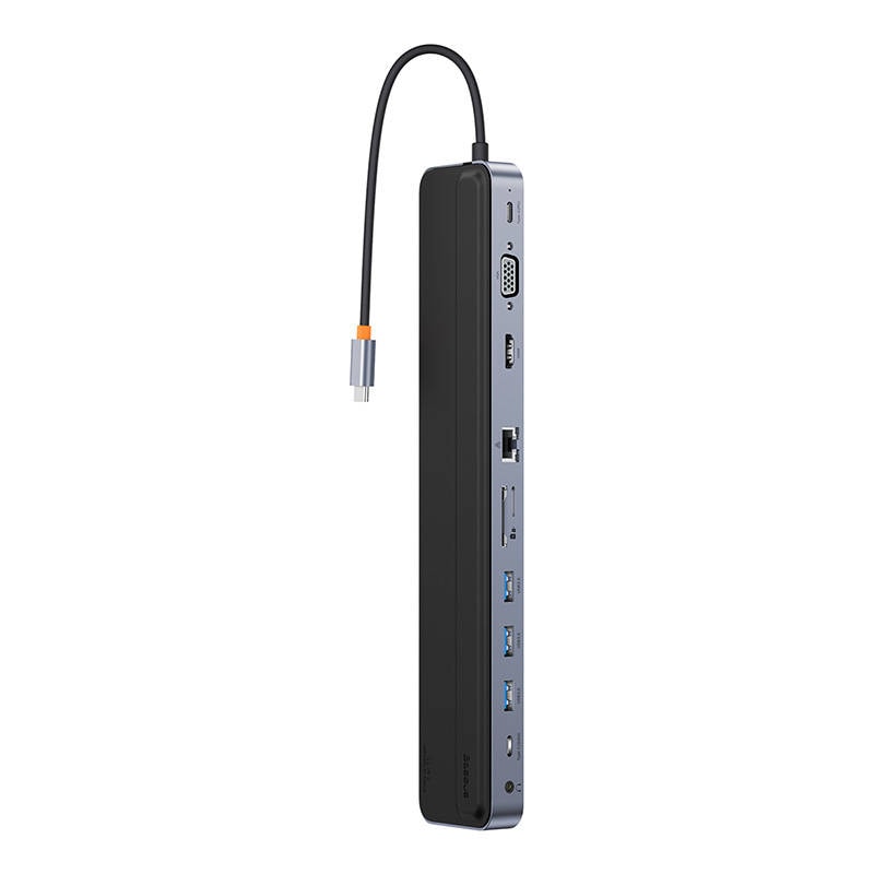 Hub 11in1 Baseus EliteJoy Gen2 series USB-C to 3xUSB 3.0 + USB 2.0 + USB-C PD + USB-C + RJ45 + HDMI + jack 3.5mm + SD/TF (grey) navod