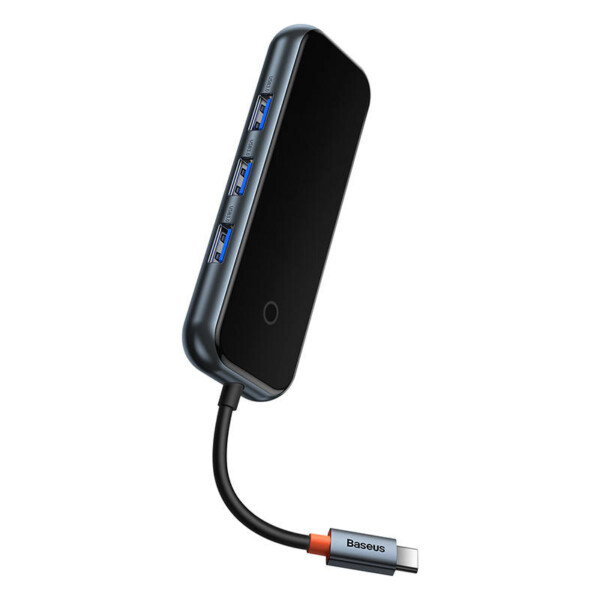 Hub 4in1 Baseus AcmeJoy Series USB-C to 3xUSB 3.0 + USB-C PD (dark grey) navod