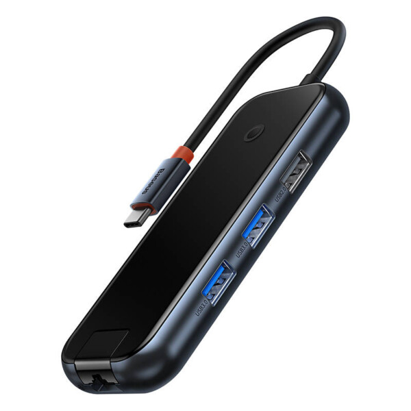 Hub 6in1 Baseus AcmeJoy series USB-C to 2xUSB 3.0 + USB 2.0 + USB-C PD + HDMI + RJ45 (dark grey) navod