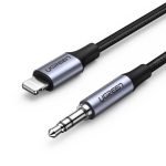 Lightning cable UGREEN US315 to 3.5mm AUX mini jack, MFi, 1m (black)