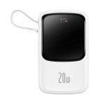 Powerbank Baseus Qpow Pro with Lightning cable, USB-C, USB, 10000mAh, 20W (white)