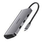 UGREEN 8in1 Adapter USB-C to HDMI 4K, 3x USB 3.0, Type-C, RJ45, SD, Micro SD (gray)