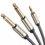 UGREEN AV126 Cable TRS 3.5 mm to 2x TS 6.35 mm - 2m (grey)