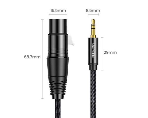 UGREEN AV131 Female XLR cable for jack 3.5 men - 2m (black) navod