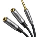 UGREEN AV191 AUX Audio splitter with jack 3.5mm cable, 20cm (silver)