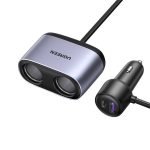UGREEN CD252 Car charger with two cigarette lighter sockets, USB + USB-C, 120W (gray)