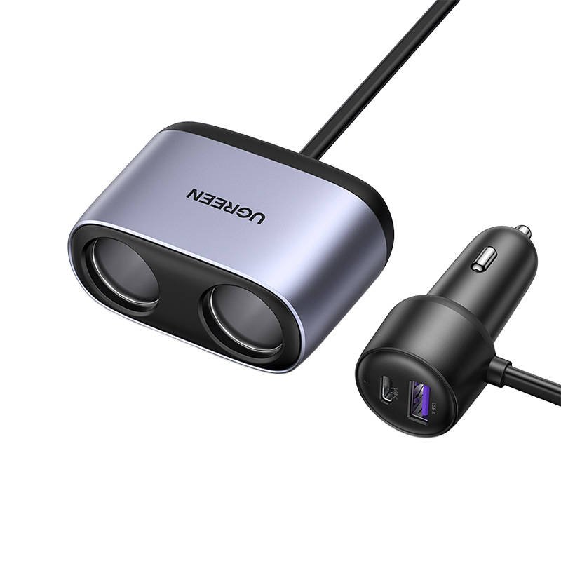 UGREEN CD252 Car charger with two cigarette lighter sockets