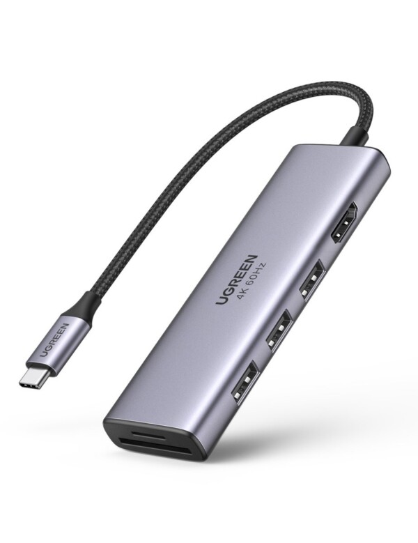 UGREEN CM511 5-in-1 Adapter USB-C Hub to 3x USB3.0 + HDMI + TF / SD (Gray)