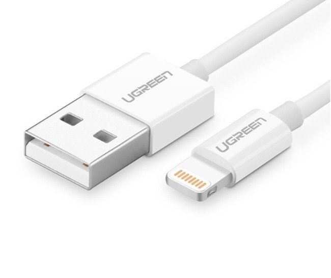 Niklovaný Lightning kabel UGREEN MFi 1m (bílý)