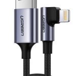 UGREEN US299 USB to Lightning angled cable, MFi, 1m (black)