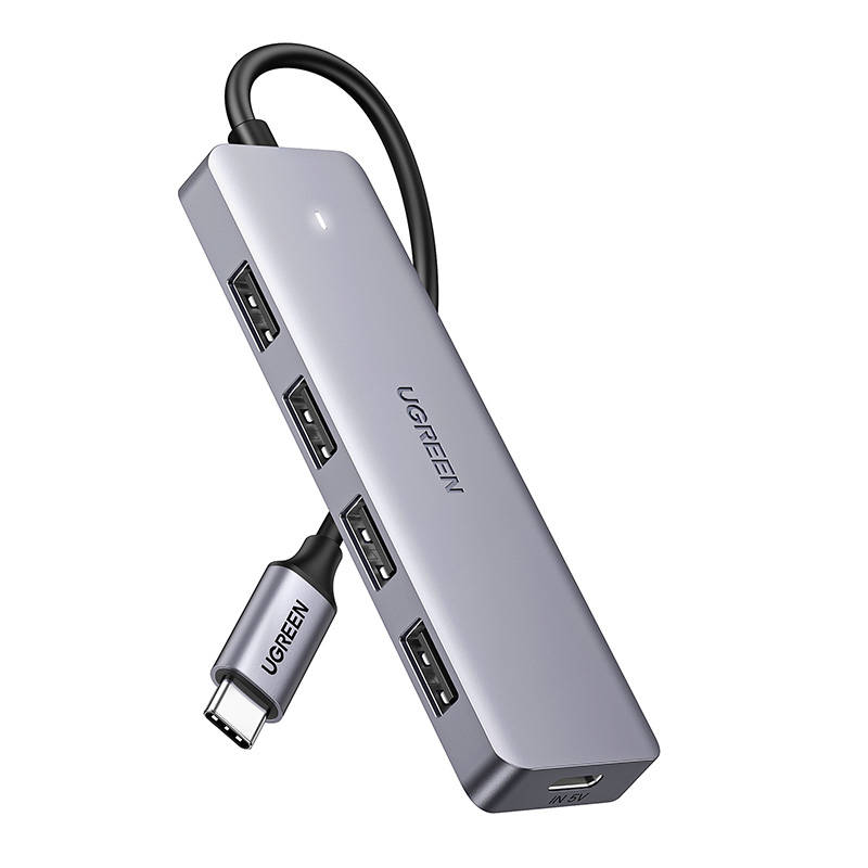UGREEN USB 3.0 4 Ports Hub USB-C to 4x USB 3.0 + USB-C (Gray)