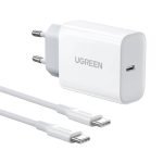 UGREEN USB-C wall charger, 30W + USB-C cable (white)