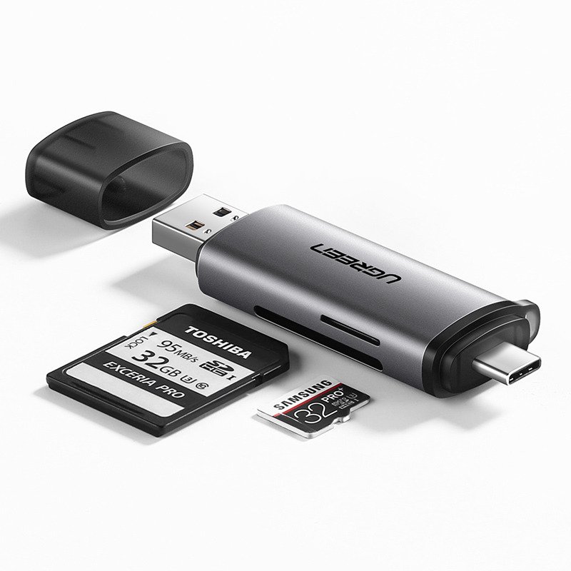 UGREEN USB + USB-C Adapter Card Reader SD + microSD (gray)